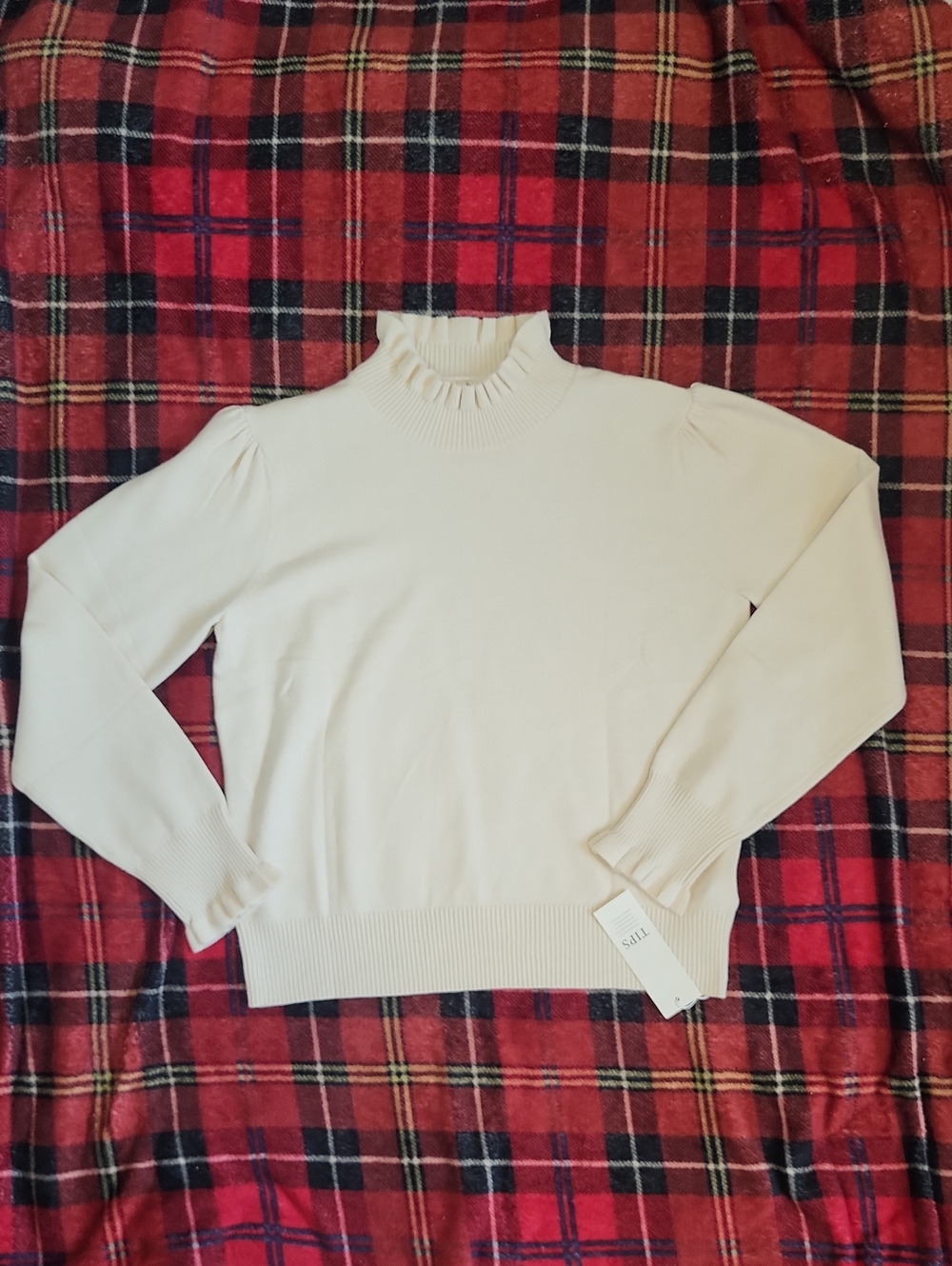Nwt Cream Colored/ Beige Ruffled Sweater Large